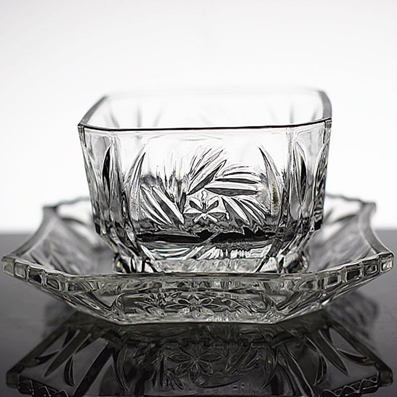 High-end Crystal Glass Porridge Bowl Meat Soup Dessert Square Dishes