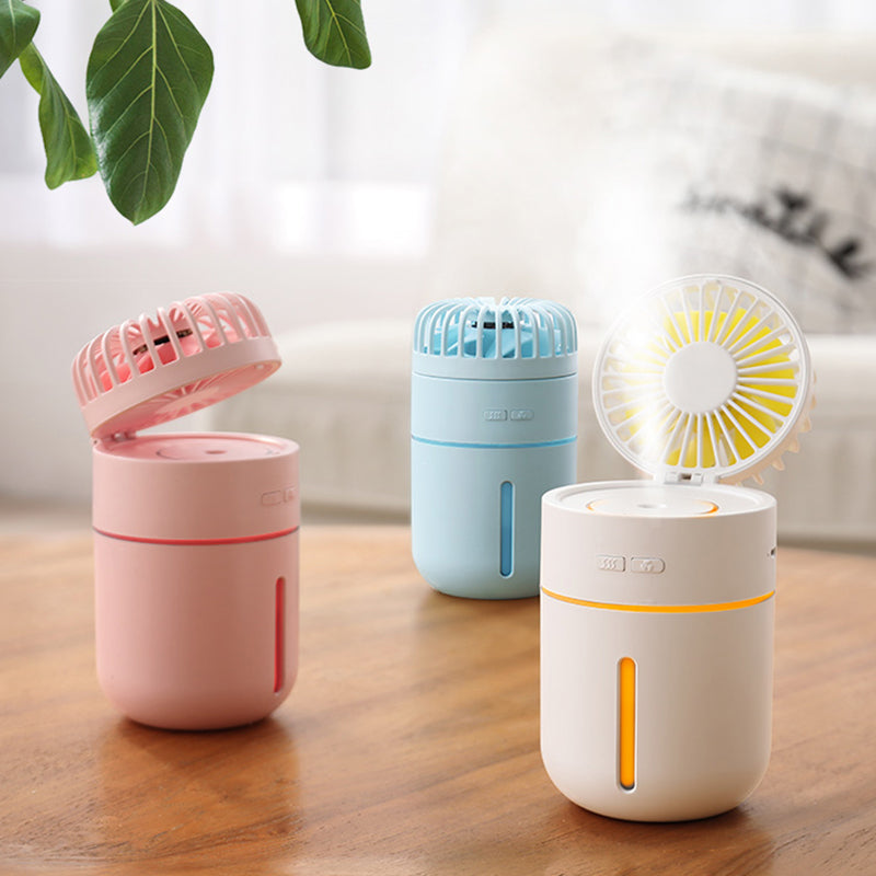 2-in-1 Portable Mini Cooling Fan Humidifier Spray Air Cooler USB Rechargeable