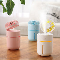 2-in-1 Portable Mini Cooling Fan Humidifier Spray Air Cooler USB Rechargeable