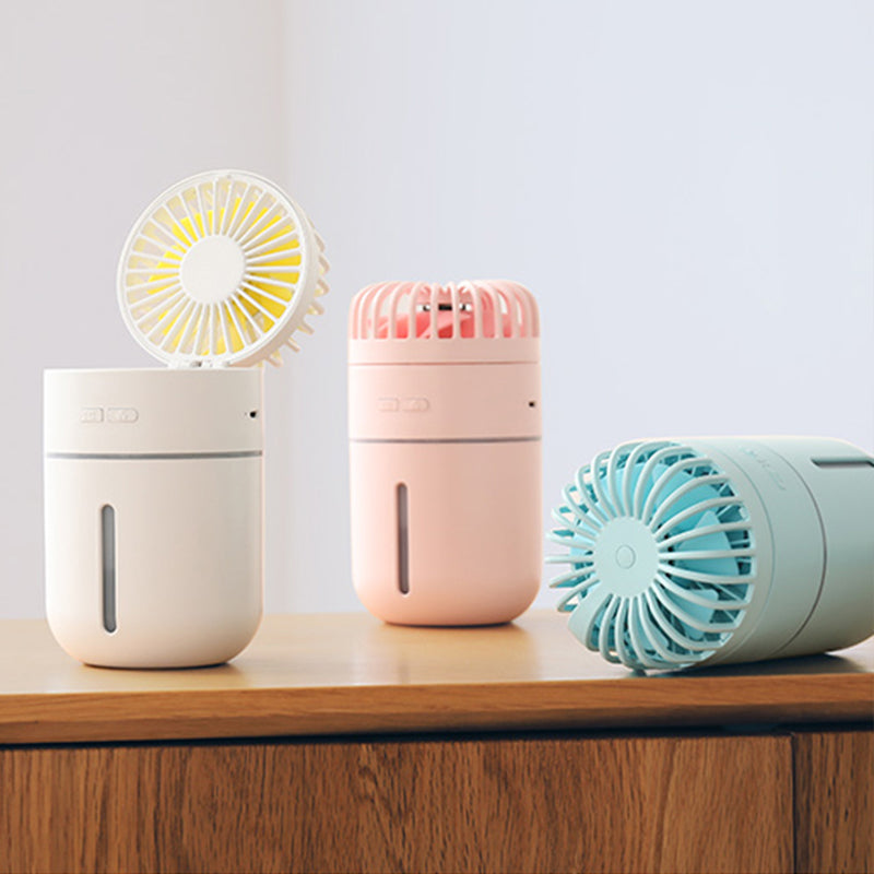 2-in-1 Portable Mini Cooling Fan Humidifier Spray Air Cooler USB Rechargeable