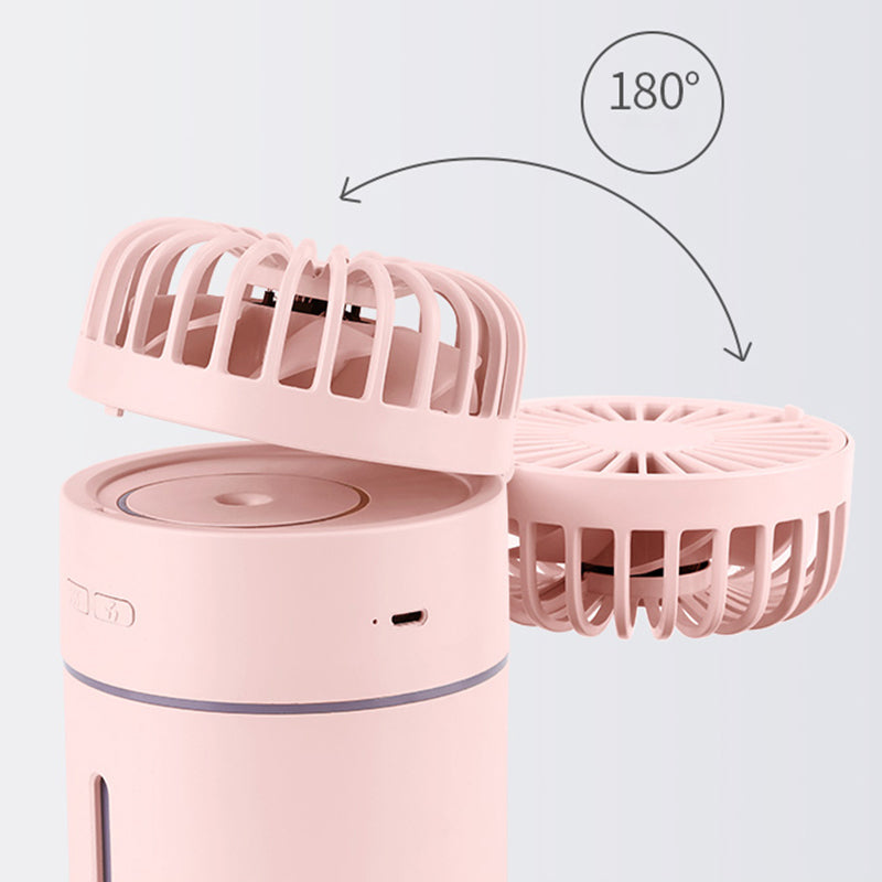 2-in-1 Portable Mini Cooling Fan Humidifier Spray Air Cooler USB Rechargeable