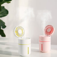 2-in-1 Portable Mini Cooling Fan Humidifier Spray Air Cooler USB Rechargeable