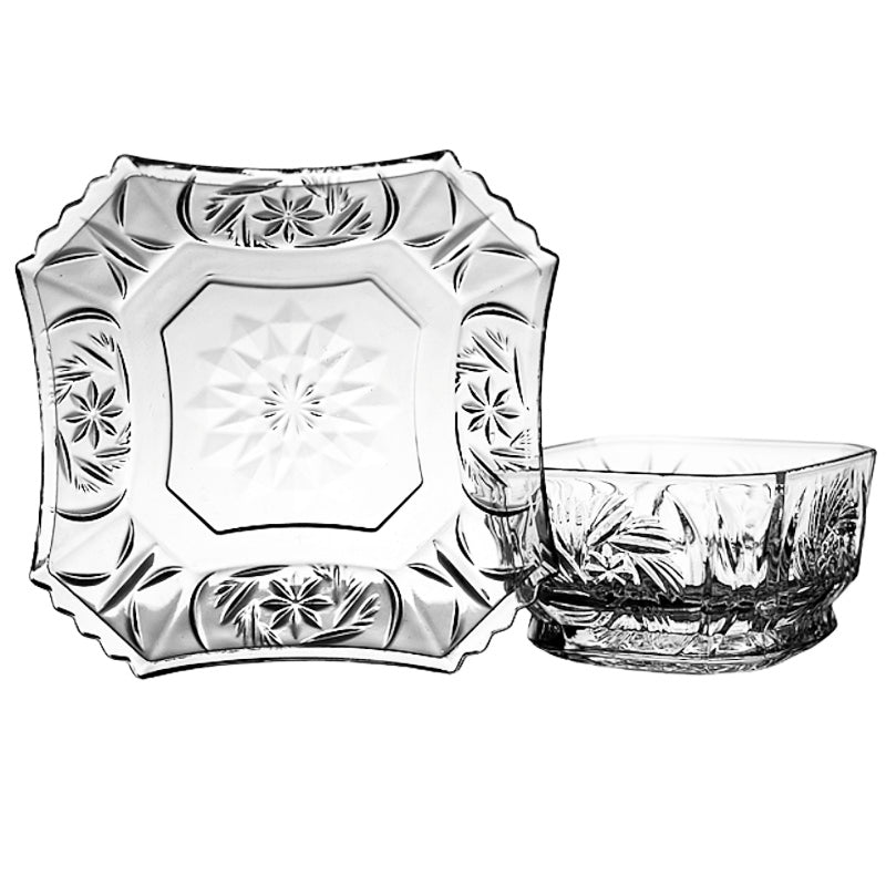 High-end Crystal Glass Porridge Bowl Meat Soup Dessert Square Dishes
