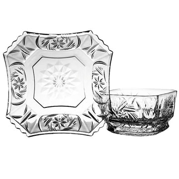 High-end Crystal Glass Porridge Bowl Meat Soup Dessert Square Dishes