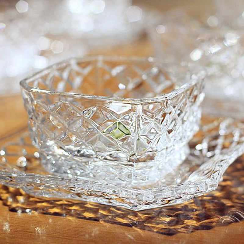 High-end Crystal Glass Porridge Bowl Meat Soup Dessert Square Dishes