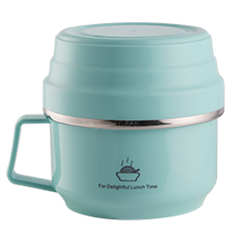 Stainless Steel Insulated Round Anti-scald Bento Lunch Box Snack Cup Portable