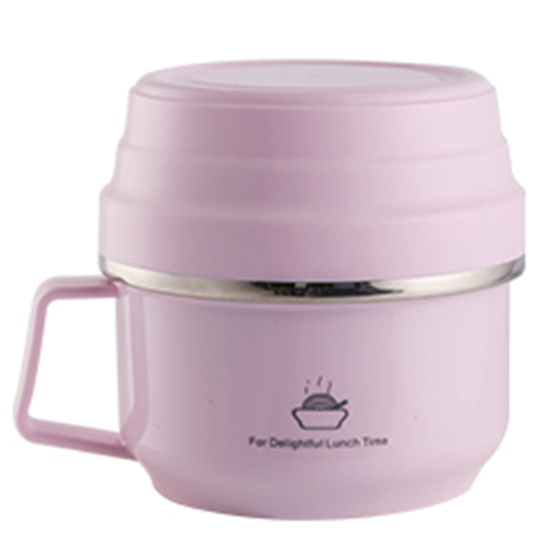 Stainless Steel Insulated Round Anti-scald Bento Lunch Box Snack Cup Portable