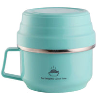Stainless Steel Insulated Round Anti-scald Bento Lunch Box Snack Cup Portable