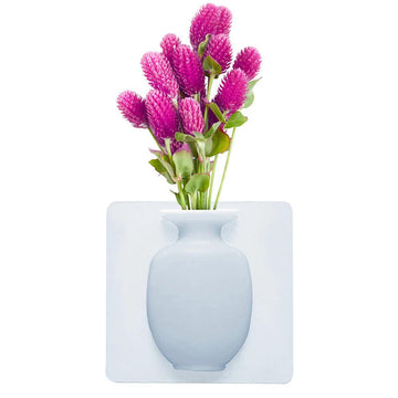 Magic Rubber Silicone Sticky Flower Wall Mounted Vase Container Bottle Storage