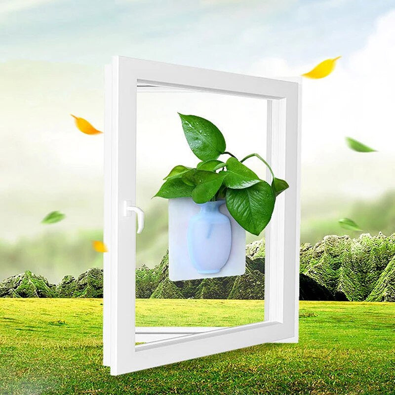 Magic Rubber Silicone Sticky Flower Wall Mounted Vase Container Bottle Storage