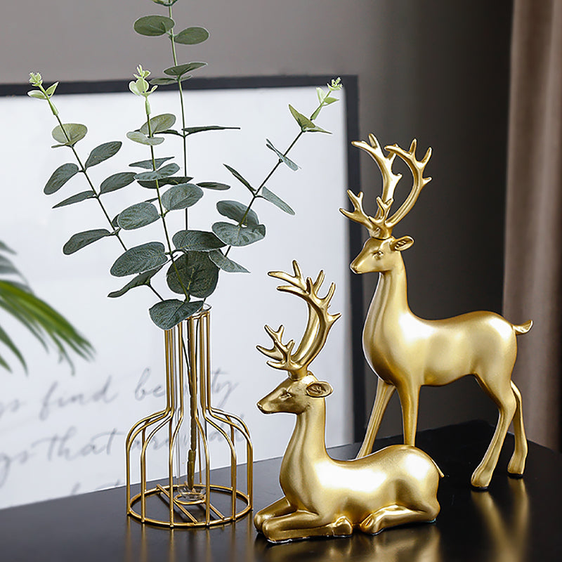 Lucky Deer Ornaments High-end  Sculptures Figurines Vase Living Room Office Desk
