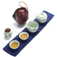 Portable Travel Bag Ceramic Kung Fu Tea Pot Set Outdoor Teapot Cup