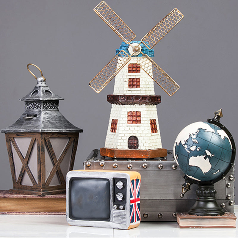 Blue globe Retro European Style Ornaments Old Sculpture Figurine Luxury Decor