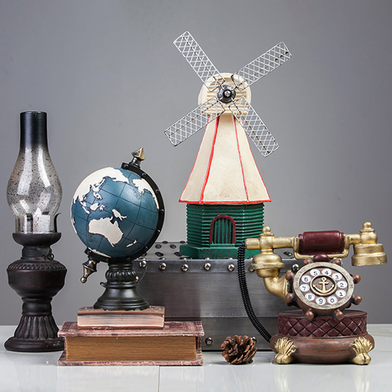 Blue globe Retro European Style Ornaments Old Sculpture Figurine Luxury Decor