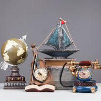 Blue globe Retro European Style Ornaments Old Sculpture Figurine Luxury Decor