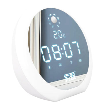 Wireless Bluetooth Alarm Sound Night Light LED Mirror Mini Portable