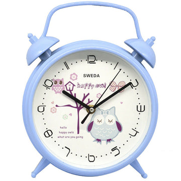 Cartoon Round Alarm Clock for Kids Bedroom Wall Desk Decor with Silent Quartz