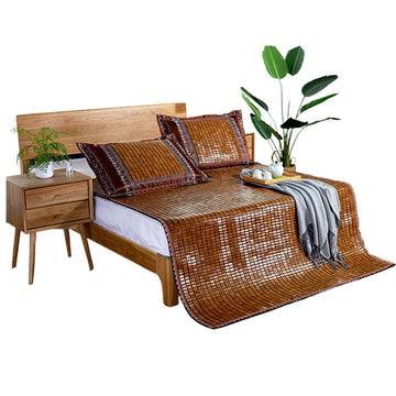 Foldable Mahjong Mat Cool Comfortable Sleeping Bamboo Double Bed