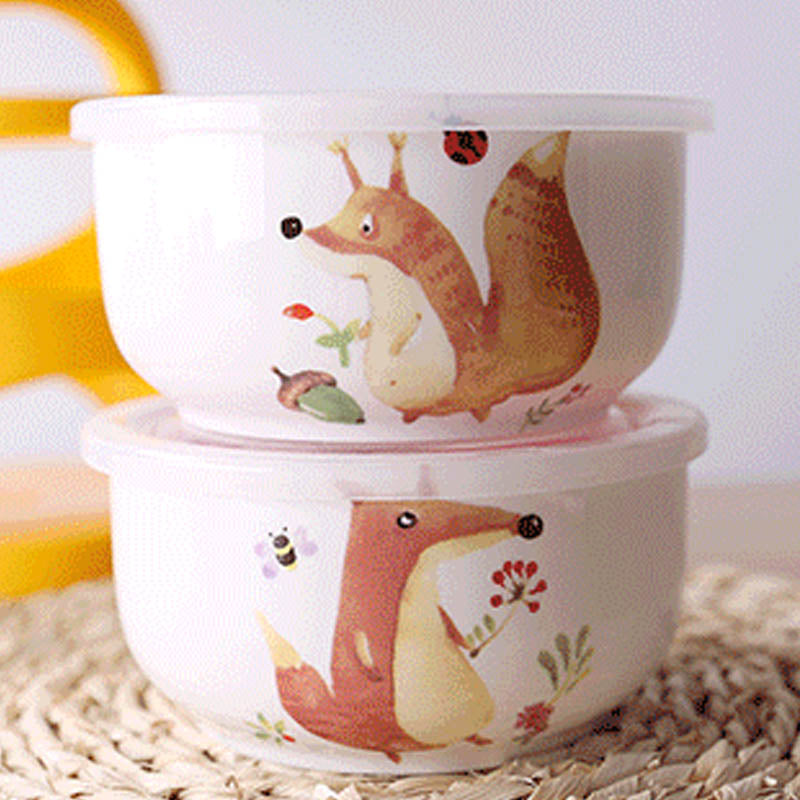 Multi-layer Portable Ceramic Sealed Bowl Lunch Box Microwave Preserved Noodles