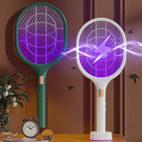 Electric Fly Bug Swatter Lamp Rechargeable Mosquito Zapper Racket Safety Mesh