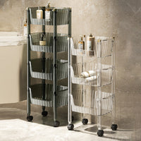 Bathroom Shelf floor-to-ceiling Multi-layer Movable Trolley Storage Rack