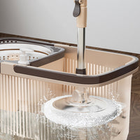 Double Bucket Rotating Spin Mop Set Stainless Steel Bucket Microfiber Mop