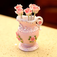 Creative Cake Dessert Fruit Stir Fork Stainless Steel Jar Resin Rose Embossed