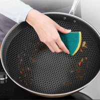 Non Stick Honeycomb Fry Pan Stainless Steel Wok Pan Glass Lid KBH KOBACH