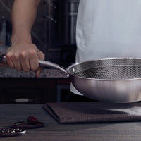 Non Stick Honeycomb Fry Pan Stainless Steel Wok Pan Glass Lid KBH KOBACH