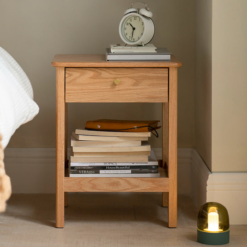 Solid Wood Bedside Table Nordic Small Square Storage Lockers Modern Furniture