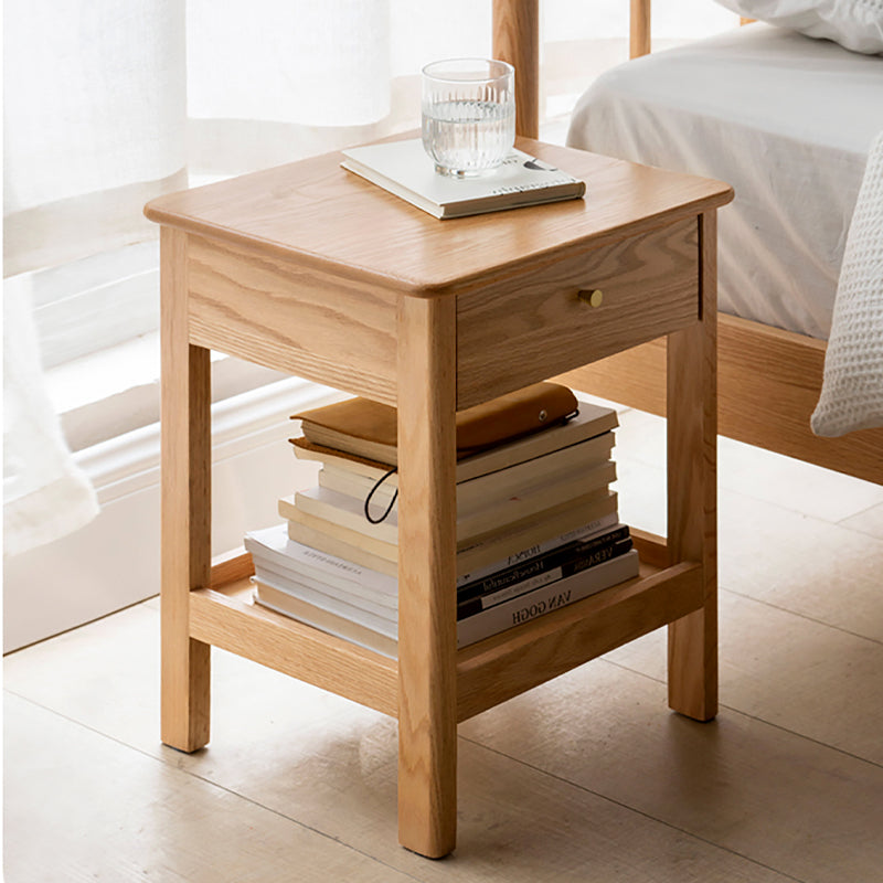 Solid Wood Bedside Table Nordic Small Square Storage Lockers Modern Furniture