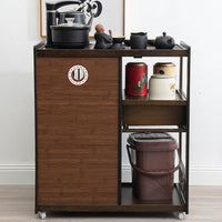Bamboo Mobile Tea Cart Small Table Home Balcony Tea Set Tray Kettle Cabinet