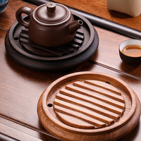 Ebony Solid Wood Non-slip Mat Water Holes Tea Pot Support Heat Insulation Pad