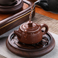 Ebony Solid Wood Non-slip Mat Water Holes Tea Pot Support Heat Insulation Pad
