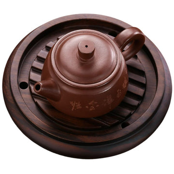 Ebony Solid Wood Non-slip Mat Water Holes Tea Pot Support Heat Insulation Pad