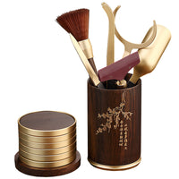 Kung Fu Tea Making Tool Ceremony Six Gentlemen Set Ebony Solid Wood Pot Coaster