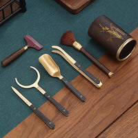 Kung Fu Tea Making Tool Ceremony Six Gentlemen Set Ebony Solid Wood Pot Coaster