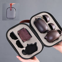 Purple Sand Travel Kung Fu Tea Set Portable Bag Quick Cup Teapot Handmade