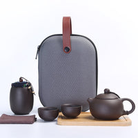 Purple Sand Travel Kung Fu Tea Set Portable Bag Quick Cup Teapot Handmade