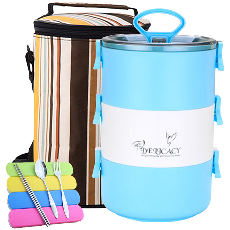 3-layer Stainless Steel Thermal Insulation Bento Food Container Lunch Box