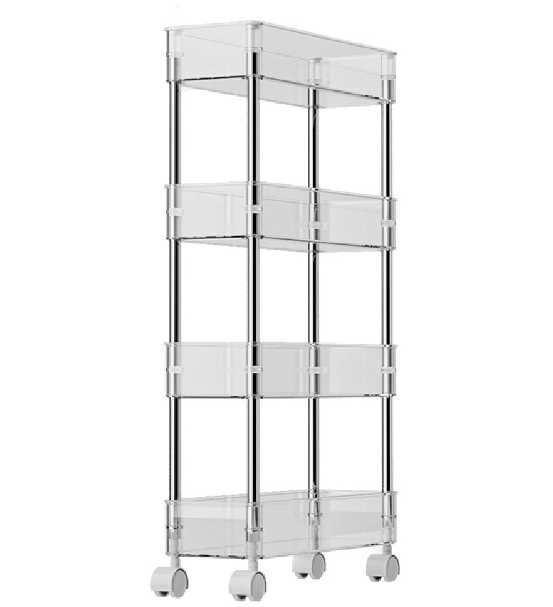 Multifunctional Trolley Storage Shelf Kitchen Toilet Bathroom Transparent Rack