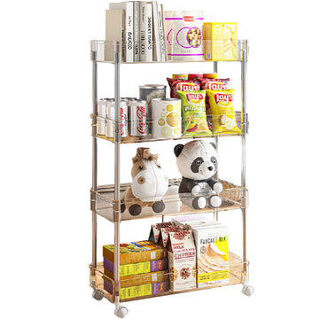 Multifunctional Trolley Storage Shelf Kitchen Toilet Bathroom Transparent Rack