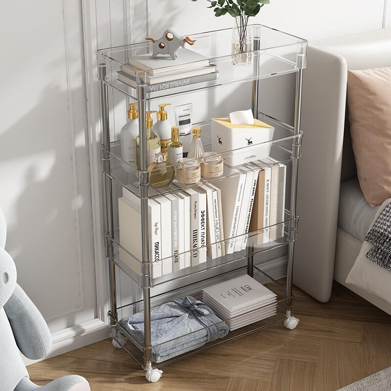 Multifunctional Trolley Storage Shelf Kitchen Toilet Bathroom Transparent Rack