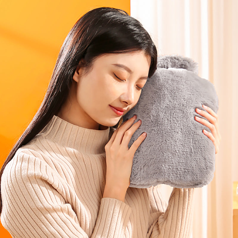 Insulated Hot Water Bag Hand Warmer Warm Plush Cover Lock Temperature