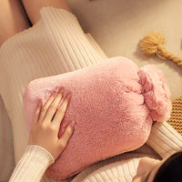 Insulated Hot Water Bag Hand Warmer Warm Plush Cover Lock Temperature