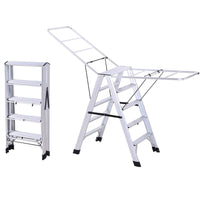 Multifunctional Aluminum Alloy Foldable Ladder Hanger Dual-purpose Drying Rack