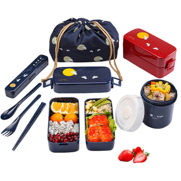 Japan Double-layer Bento Sushi Box Storage Food Lunch Dinner Container ASVEL