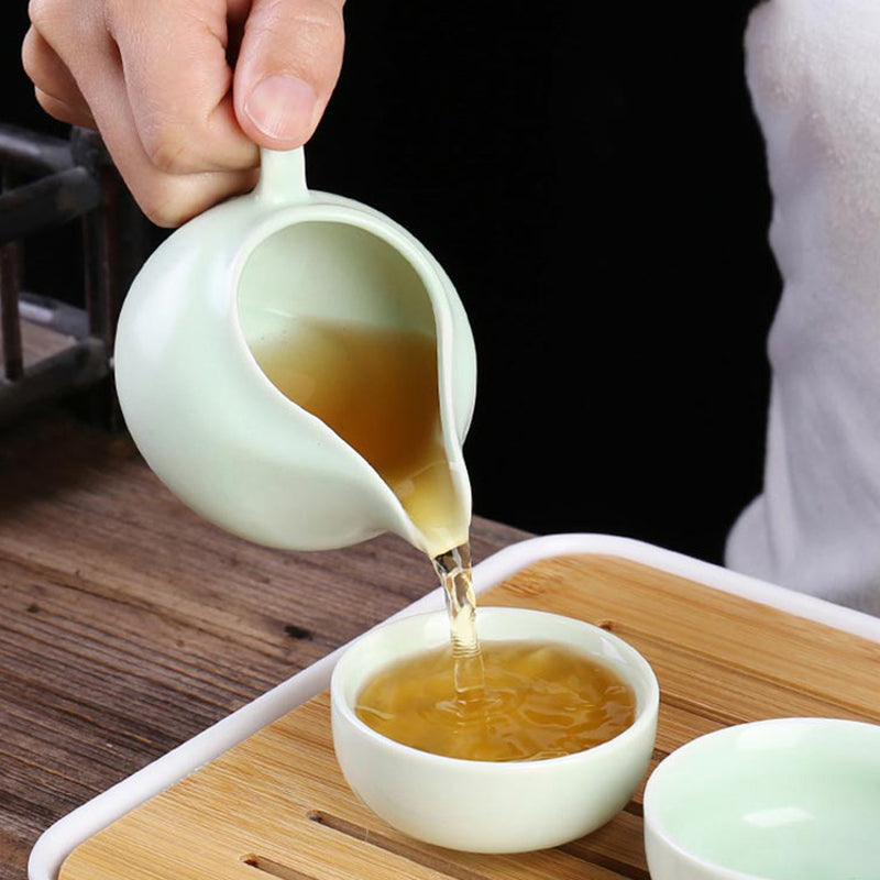 Chinese Portable Travel Bag Kung Fu Tea Set Mini Teapot Cup Porcelain Ceramic