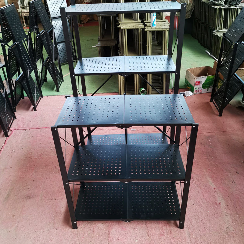 Multi-layer Folding Kitchen Shelf Trolley Oven Storage Rack Installation-free