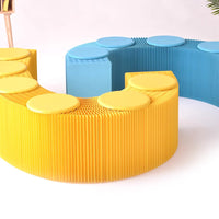 Portable Foldable Kraft Paper Chair, Telescopic Upholstered Bench Seat